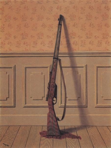 A "bleeding" gun in the painting.